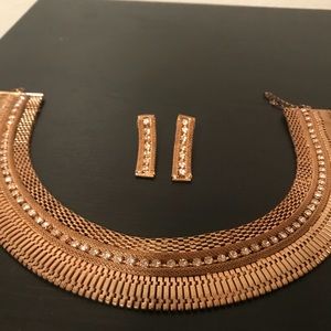 Gold Statement Necklace and Matching Earrings
